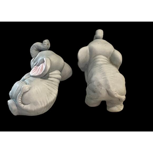 Vintage Porcelain HOMCO ELEPHANT FIGURINES #1400 Pair Baby Wild Animals - Picture 5 of 8